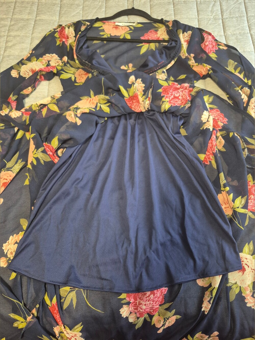 Navy Floral Wrap Maxi Dress - Picture 12 of 15